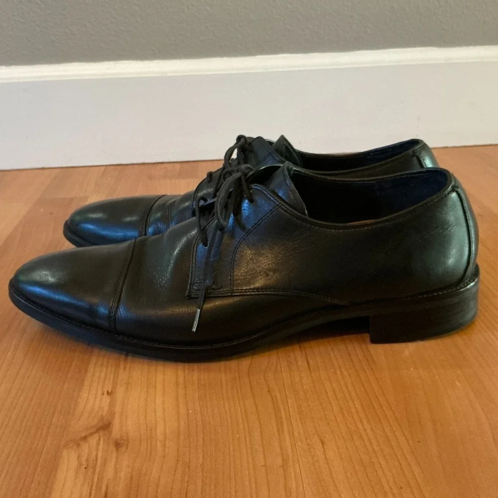 Cole Haan Lenox Hill Grand.OS Cap Toe Derby Dress Shoes Black Leather 13M C11630